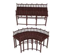 PAMINGONO 2pcs Miniature Architectural Model Walkway Set Straight and Curved Elevated Bridges, N Scale Scenic Structure for Outdoor Garden Landscape Decoration