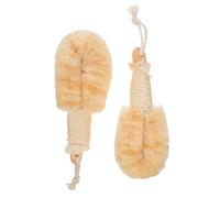 PAMINGONO 2pcs Natural Sisal Bath Brush Large Back Exfoliating Shower Scrubber Comfortable Grip Quick Drying Bath Scrub for Daily Use in Bathroom