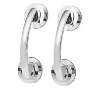 PAMINGONO 2pcs No Drill Suction Grab Bars for Bathroom and Sliding Doors Adhesive Shower Handles with Strong Support Removable Safety Handrails for Seniors Easy Install Glass and Tiles