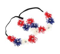 PAMINGONO 2pcs Patriotic Flower Headbands Elastic Cloth Hair Accessories for July Independence Day Party Comfortable for Women