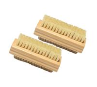 PAMINGONO 2Pcs Portable Double-sided Bamboo Nail Brush with Sisal Bristles Wear-resistant Fingernail Scrubber for Home and Salon Use Easy-grip Natural Bamboo Cleaning Brush for Nails and
