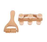 PAMINGONO 2pcs Portable Hand Held Neck Massage Tool Wooden Massage Roller for Muscles Back Foot Hand Self-Massage Massager Stick for Body Relaxation Yoga Workout