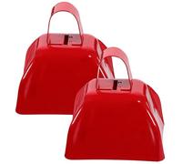 PAMINGONO 2Pcs Red 3-Inch Square Metal Cowbells with Handle, Football Noise Makers for Sporting Events and Home Decor