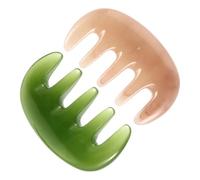 PAMINGONO 2Pcs Resin Gua Sha Scalp Massager Comb Set Wide Five-Tooth Design, Pink and Green Hair Massage Combs for Scalp Relaxation and Hair Care