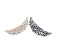 PAMINGONO 2pcs Retro Hair Spring Clip for Women Vintage Style Crescent Clip Rhinestone for Parties in Black and Gold