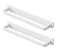 PAMINGONO 2pcs Self Adhesive Towel Rack Wall Mount Towel Bar Abs Material Quick Drying Modern Chic Design White for Kitchens and Closet Wall Organization