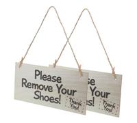 PAMINGONO 2pcs Shoe Label Door Hanger Pull Bathroom Hotel Loo Porch Bar Please Sign Stop Engaged Take Out Shoes Sign Plaque Gate Knock Custom Door Decorations Living Sticker Ivory Hemp Rope