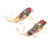 PAMINGONO 2pcs Small Crystal Koi Fish Figurines Table Decoration Compact Lucky Carp Ornaments with Gold Foil and Natural Crystal Gravel for Elegant Home Decor