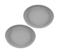 PAMINGONO 2pcs Spill Silicone Scoop Plate for Seniors Disabled with Suction Base Adaptive Self Feeding Dish Dark Grey Eating Utensils for Elderly Easy Clean Stable Design