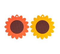 PAMINGONO 2pcs Sunflower Anti-heat Coasters Set, Non-slip Split Design Cup Mats for Home Kitchen Table, Decorative Flower Placemats for Indoor Use Random Color