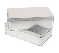PAMINGONO 2pcs Tinplate Storage Cases Rectangular Cookie Storage Boxes with Lid Multi-purpose Sealed Freshness Metal Tin Boxes for Kitchen and Decorative Use Silver