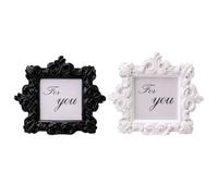 PAMINGONO 2pcs Vintage Resin Baroque Picture Frames, Antique Black and White Tabletop Photo Frames for Wedding and Home Décor