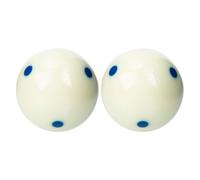 PAMINGONO 2pcs White Resin Pool Cue Balls with Polished Finish and Six Blue Dot Pattern, 2.2 Inch Standard Size Practice Cue Balls for Amateur Players in Club or Bar