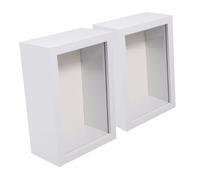 PAMINGONO 2PCS Wooden Display Box Frames with Glass Window, 3D Specimen Keepsake Boxes for Dried Flowers and Leaves, Rustic Photo Frames 6 Inch (10.1x15.2cm) White for Home and Wedding Decor