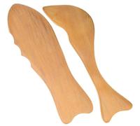 PAMINGONO 2pcs Wooden Fish-Shaped Guasha Massage Boards with Non-Slip Handle and Smooth Surface for Waist and Arms, for Home and Traveling Use
