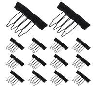 PAMINGONO 3 Bags of Black Wig Combs for Making Wig Caps with Steel Teeth and Cloth Material, Strong Grip and Sleek Smooth Finish, Suitable for Hairpiece Caps and Occasions, 30 Pieces