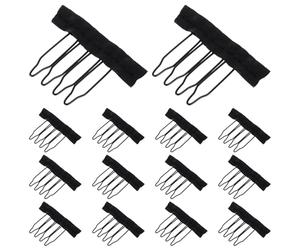 PAMINGONO 3 Bags of Black Wig Combs for Making Wig Caps with Steel Teeth and Cloth Material, Strong Grip and Sleek Smooth Finish, Suitable for Hairpiece Caps and Occasions, 30 Pieces