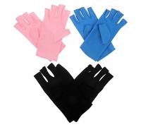 PAMINGONO 3 Pairs UV Protective Fingerless Nail Gloves for Manicure Anti-uv Gel Nail Shield Half-Finger Spa Gloves Chemical Barrier Fit in Pink Blue Black