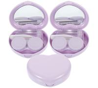 PAMINGONO 3 Sets of Purple Contact Lens Cases with Mirror Travel Vanity Organizer Lightweight Pp Material Suitable for Bag Or Suitcase Use