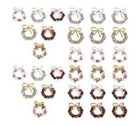 PAMINGONO 30Pcs Christmas Nail Charms Set Metal Bow, Pearl Wreath Rhinestones Alloy Studs for Holiday Nail Art Decorations