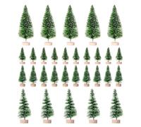 PAMINGONO 30Pcs Small Christmas Tree Ornaments Set, Green Mini Xmas Tree Decorations with 4.5Cm, 6.5Cm, 8.5Cm, 12.5Cm Sizes for Desktop Holiday Display and Christmas Scene Props
