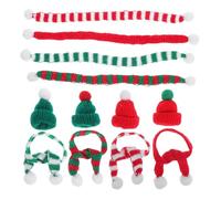 PAMINGONO 32Pcs Christmas Wine Bottle Covers Mini Knitted Yarn Hats with Miniature Xmas Scarves for Holiday Party Supplies Festive Bottle Caps Craft Decorations