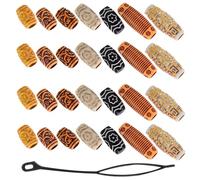 PAMINGONO 38Pcs Dreadlock Hair Accessories Set with Gold and Silver Plastic Wood Beads, Braid Rings and Hair for Braids and Dreadlocks, Suitable for Daily Wear and Festivals
