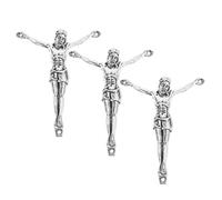 PAMINGONO 3pcs Antique Silver Jesus Corpus Figurines for Crucifix DIY Crafts Metal Religious Statue Home Office Chapel Decor Catholic Cross Accessories