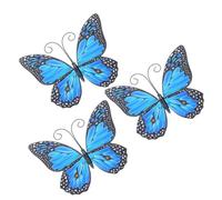 PAMINGONO 3pcs Blue Iron Butterfly Shaped Wall Decor with Elegant Design, Resist Fading and Easy Installation, for Indoor and Balcony Decorative Touch