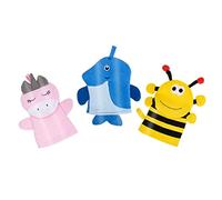 PAMINGONO 3pcs Boy Girl Bath Mitts Exfoliating Back Scrubbers Fun Cartoon Design Bee Penguin Unicorn for Gentle Body Cleansing and Spa Experience Shower Gloves for Boys and Girls