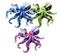PAMINGONO 3pcs Colorful Metal Octopus Wall Art Decor Purple Blue Green Iron Hanging Sculpture Nautical Themed Outdoor Indoor Garden Patio Bathroom Wall Hanging