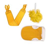 PAMINGONO 3pcs Exfoliating Shower Gloves Bath Rub Ball Kit with Long Straps for Deep Body Cleaning Reusable Dual Sided Bath Scrub Gloves for Men and Women