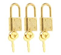PAMINGONO 3pcs Mini Decorative Padlock Set for Treasure Chest Boxes, Gold Small Locks with Keys, Wooden Box Latch Accessories for Pirate Game Props