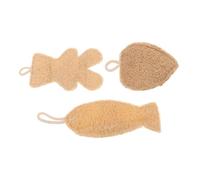 PAMINGONO 3pcs Natural Loofah Bath Sponge Exfoliating Body Scrubber Set with Heart, Fish, and Bear Shapes - Organic Shower Sponge for Gentle Skin Cleansing and Spa Bath Use