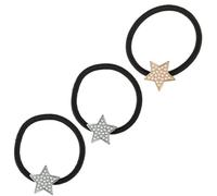 PAMINGONO 3pcs Pearl Star Shape Hair Ties for Women Alloy Five-pointed Star with Rhinestones Silver and Gold Tone Hair Scrunchies for Daily and Party Wear