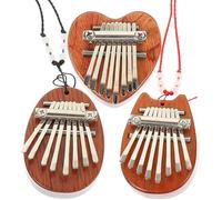 PAMINGONO 3Pcs Portable Wooden Mini Kalimba Thumb Piano Set 8-Tone Finger Piano with Random Lanyard, Cartoon Heart Cat Shapes, Beginner Musical Instrument for Travel and Home Random Color
