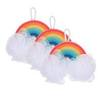 PAMINGONO 3pcs Rainbow Shower Sponge for Bath Pu Sponge Body Scrubber for Delicate Skin to Remove Dead Skin Fun Bath Accessory