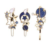 PAMINGONO 3pcs Unique Geometric Design Hairpins Moon Star Hair Clips for Women Girls Fashion