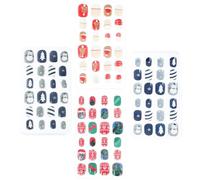 PAMINGONO 4 Boxes Xmas Fake Nail Tip Nails Full Cover Abs Sheet Removable Protect Decorate Christmas-themed Simple Design Classic Christmas Themes Assorted style