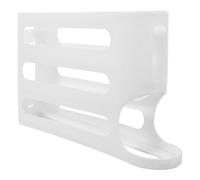 PAMINGONO 4-Tier Automatic Rolling Egg Dispenser Tray for Refrigerator Side Door, White Plastic Egg Storage Holder Large Capacity Ladder-Style Organizer for Kitchen and Home Use