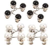 PAMINGONO 4Pcs Adjustable Jeans Buckle Waist Extender No Sew Pant Tightener Clips with Metal Pearl Buttons for Trousers Jeans Dresses Skirts