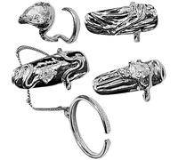 PAMINGONO 4Pcs Adjustable Open Rhinestones Fingernail Rings Set Women’s Decorative Nail Jewelry for Finger Tip Nail Decor Fashionable Stackable Ring Accessories