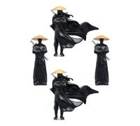 PAMINGONO 4Pcs Ancient Chinese Warrior Miniature Figurines Mini Samurai Statue for Bonsai Decorations Terrarium Decor Fish Tank Ornament Plastic Miniatures for Unique Fairy Garden Micro Landscapes