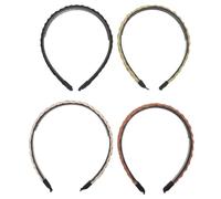 PAMINGONO 4pcs Braided Headbands with Non-slip Teeth Comb Thin Twisted Braid Hair Hoops for Women and Lightweight Hair Accessories for Face Washing and Everyday Use Quick-dry and Comfortable