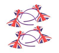 PAMINGONO 4pcs British Hair Bands Women Headpiece Uk Flag Bow Headband Fashionable Headband for Girls and Ladies