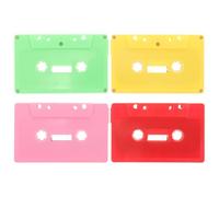 PAMINGONO 4Pcs DIY Blank Audio Cassette Tapes Set with Hard Case, Retro Party Decoration Vintage Cassette Wall Ornament in Red, Pink, Light Green, Yellow