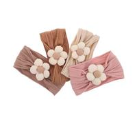 PAMINGONO 4pcs Floral Headbands for Newborns Stretchy Elastic Flower Hairband with Pastel Colors Soft Hair Accessories for Photography and Everyday Wear