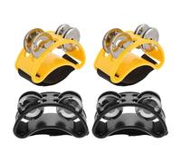 PAMINGONO 4pcs Foot Tambourine Percussion Instrument Elastic Strap Metal Jingle Bell Foot Shaker for African Drum Accompaniment and Musical Performance