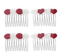 PAMINGONO 4pcs Heart-shaped and Circular Acetate Hair Clips for Women Firm Grip Invisible Bang Combs Lightweight Stylish Hair Accessories for Daily Wear Parties Valentine S Day Styling