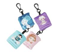 PAMINGONO 4pcs Keychain Microfiber Lens Cleaning Cloths for Glasses and Phone Screens Portable Smudge Remover Wipes with Cute Boy Witch Princess Girl Designs